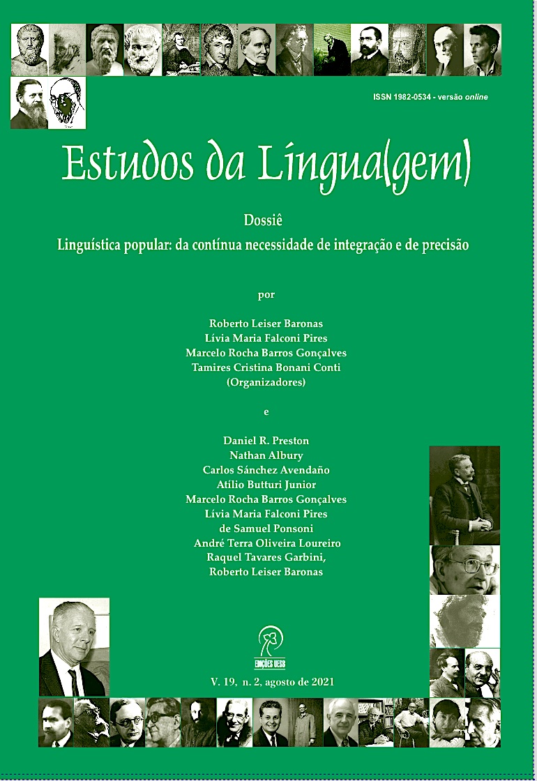 					Visualizar v. 19 n. 2 (2021): Estudos da Língua(gem) - ISSN: 1982-0534
				